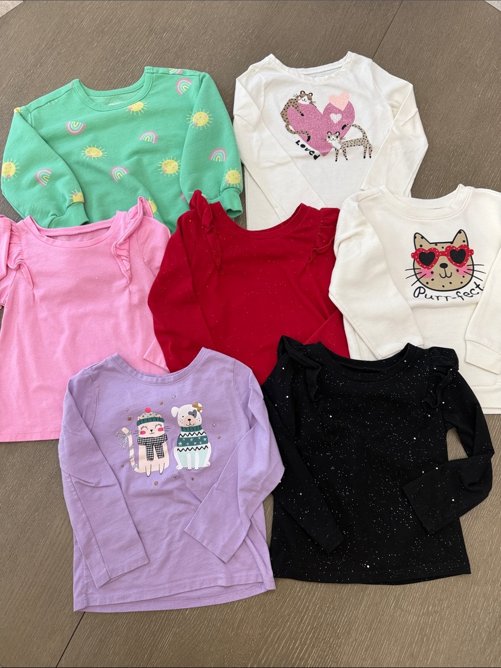Lot of 7 Girls' Long Sleeve Various Brands
